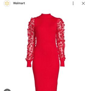 No Boundaries Juniors' Funnel Neck Midi Dress with Sheer Sleeves